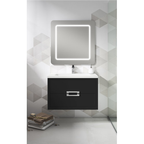 Orren Ellis Zak 32'' Wall Mounted Single Bathroom Vanity with Ceramic